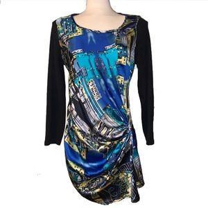 Unique City scape gathered Sweater/dress